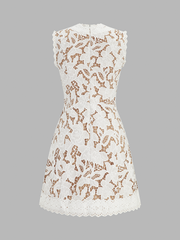 Sleeveless V Neck Lace Mini Dress