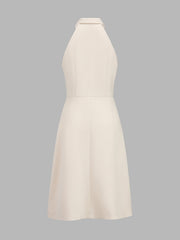Keyhole Collared Pleated Midi Dress