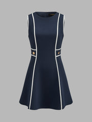 Contrast Piping Sleeveless Mini Dress
