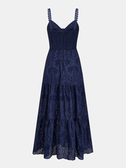 Eyelet Embroidery Tiered Cami Dress