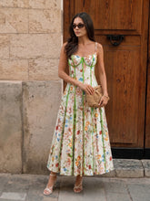 Corset Seam Tropical Print Swing Dress