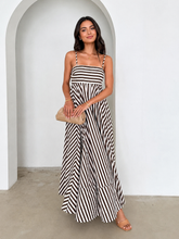 Striped Pleated Cami Long Dress