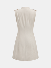 Napoleon Style Cotton Linen Mini Dress