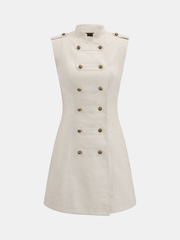 Napoleon Style Cotton Linen Mini Dress