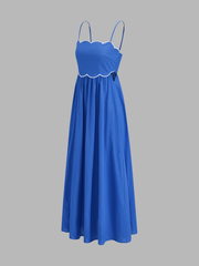 Scalloped Piping Cotton Cami Maxi Dress