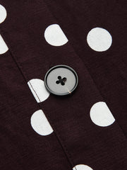 Polka Dot Halter Belted Cotton Linen Midi Dress