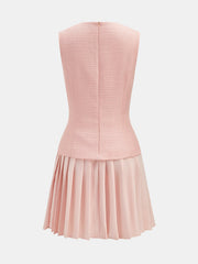 Tweed Sleeveless Pleated Mini Dress