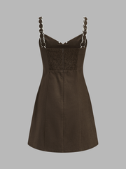Embroidered Cotton Linen Cami Mini Dress