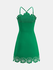 Cotton Floral Embroidered Cami Mini Dress