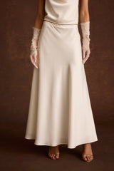 Belle De Nuit Ivory Satin Maxi Skirt