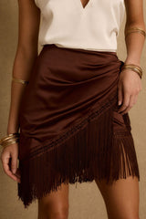 Canela Espresso Satin Fringe Sarong