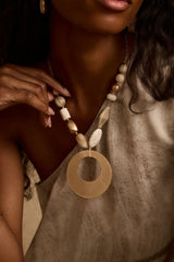 Coral Gold Beaded Necklace