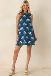 Just As I Imagined Deep Blue Floral Cotton Mini Dress