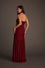 Daylight Mulberry Embroidered Maxi Dress