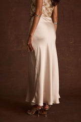Dolce Champagne Satin Maxi Skirt