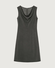 Triacetate Cowl Neck A Line Knee Length Dress