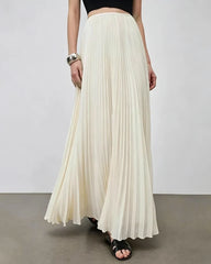 Pleated A Line Maxi Skirt with Silk Lining
