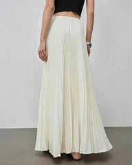 Pleated A Line Maxi Skirt with Silk Lining