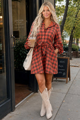 Entro Fire Cotton Plaid Button Down Mini Dress