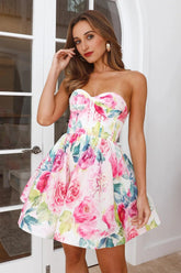 Her Beauty Blooms Strapless Mini Dress Pink