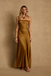 Fia Gold Satin Maxi Dress