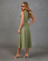 Roaming Chic Cotton Belted Midi Dress