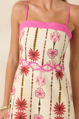 Palms & Prosecco Pink Floral Cotton Linen Maxi Dress