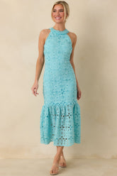It's A New Day Horizon Blue Floral Embroidered Maxi Dress
