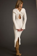 Gwyneth White Sweater Midi Dress