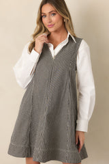 FRNCH Camber Anthracite Grey Stripe Sleeveless Mini Dress