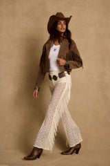 Happy Hour Cream Fringe Pants