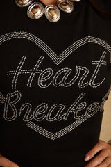 Heartbreaker Black Rhinestone Graphic Tee