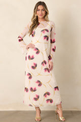 MINKPINK Emery Ivory Floral Mesh Midi Dress