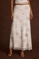 Julia White Beaded Maxi Skirt