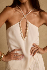 Jada Ivory Embellished Halter Top
