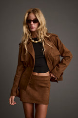 Kinsey Cognac Vegan Suede Cropped Trench