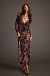 Kristin Plum Blur Mesh Maxi Dress