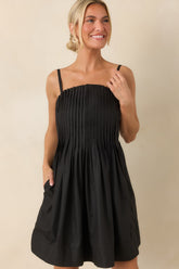 Pressed to Impress Black Pleated Mini Dress