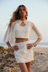 Esme White Sequin Mini Skirt