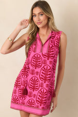 Loud and Clear Pink Botanical Print Mini Dress