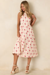 Heirloom Blooms Ivory Floral Cotton Midi Dress