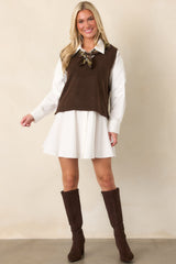 All The Angles White Cotton Pleated Detail Long Sleeve Button-Up Mini Dress