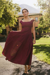 Colin Midi Dress in Burgundy