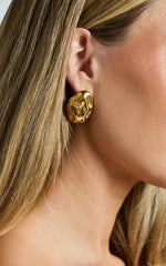 Celia Earrings - Oval Textured Earrings in Gold