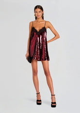 Olive Sequin Lace Dress