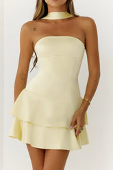 Summer Wardrobe Satin Mini Dress Yellow