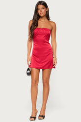 Nali Satin Effect Strapless Mini Dress