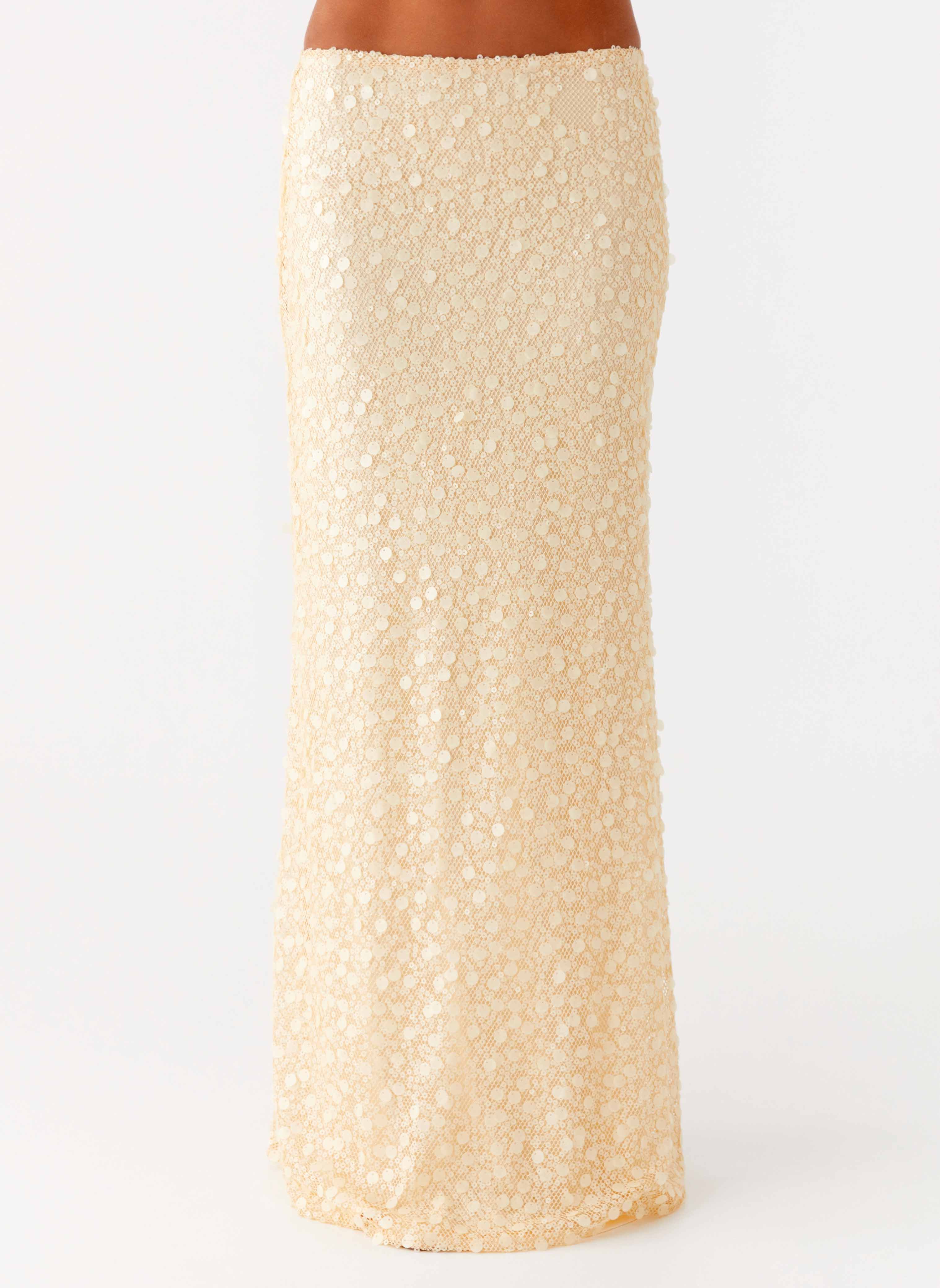 Honestly Sequin Maxi Skirt - Yellow