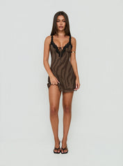 Florencee Lace Trim Mini Dress Zebra