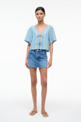 Ava Linen Top | Seaport Stripe